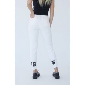 Pacsun X Playboy High Waist Cut-Out Slim Jeans Size 27 White Bunny Streetwear